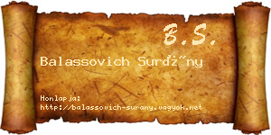 Balassovich Surány névjegykártya